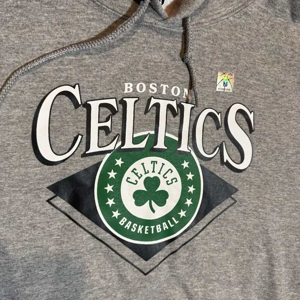 Boston Celtics Unisex Sweatshirt Hoodie Medium Gray Long Sleeved NBA Streetwear - Picture 2 of 4